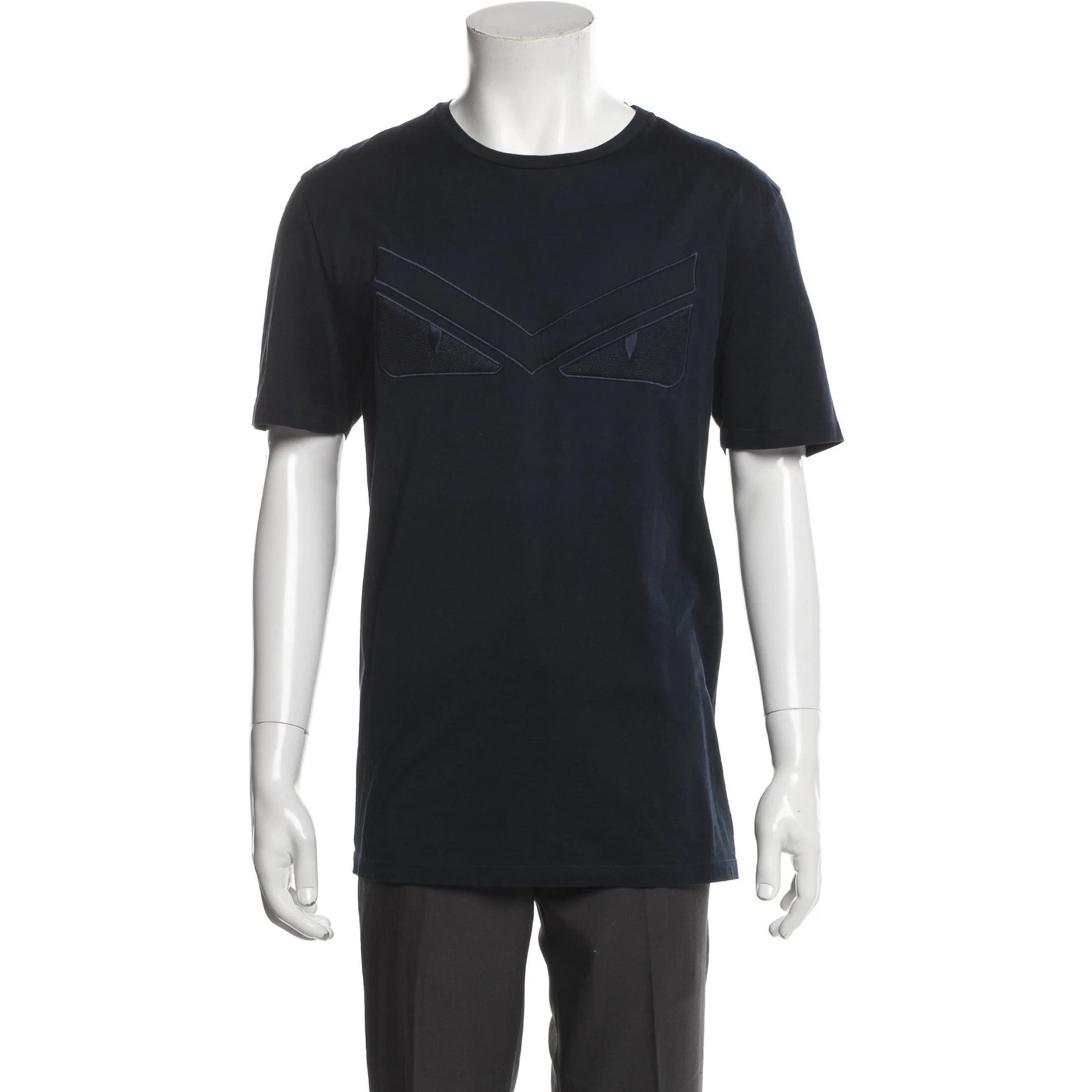 Fendi Men's Navy Monster Eyes Short Sleeve T-Shirt Top Size Medium